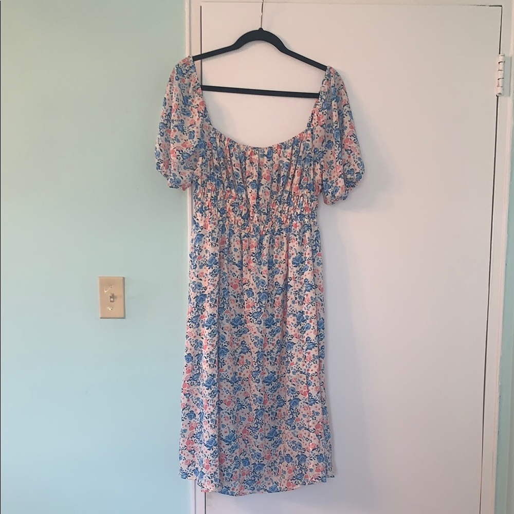 Floral Blue and Pink Women's Dress